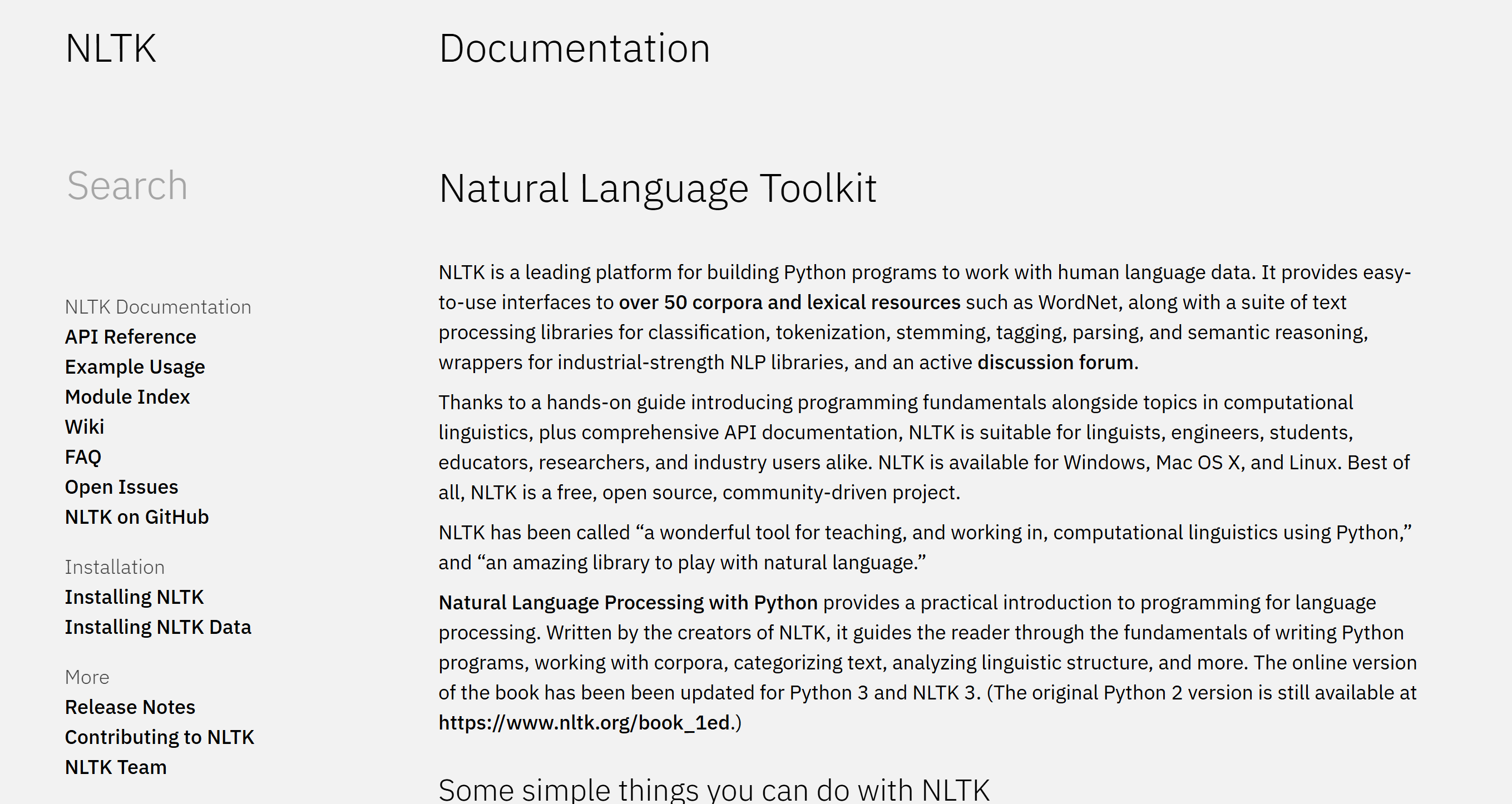 NLTK即Natural Language Toolkit